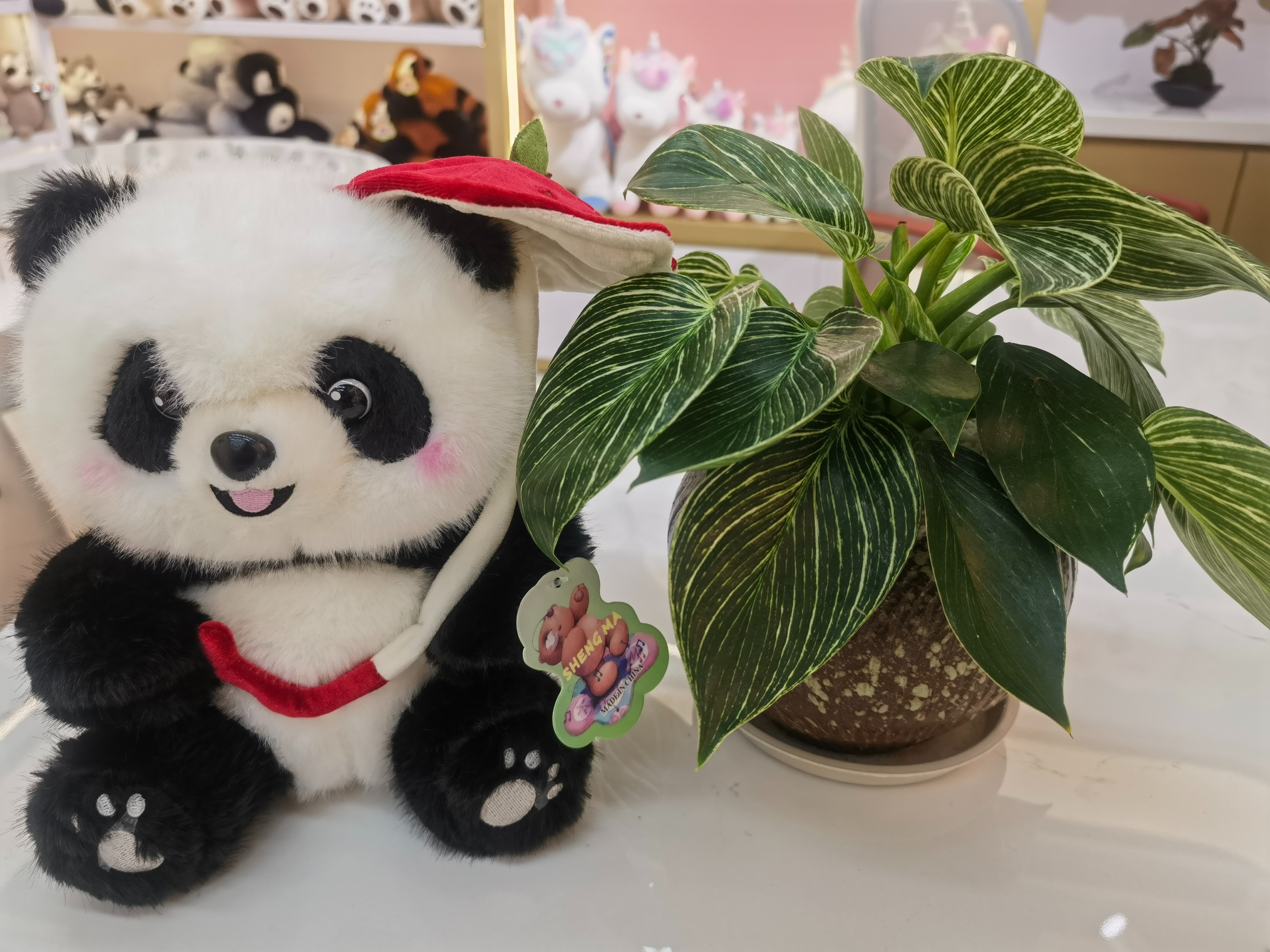 A 25CM cute panda doll makes its debut, with a red umbrella on its head, full of cuteness! details Picture