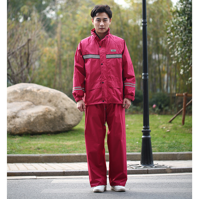 外贸新款成人反光 条环保骑行pvc雨衣 厂家时尚套装批发定制LOGO