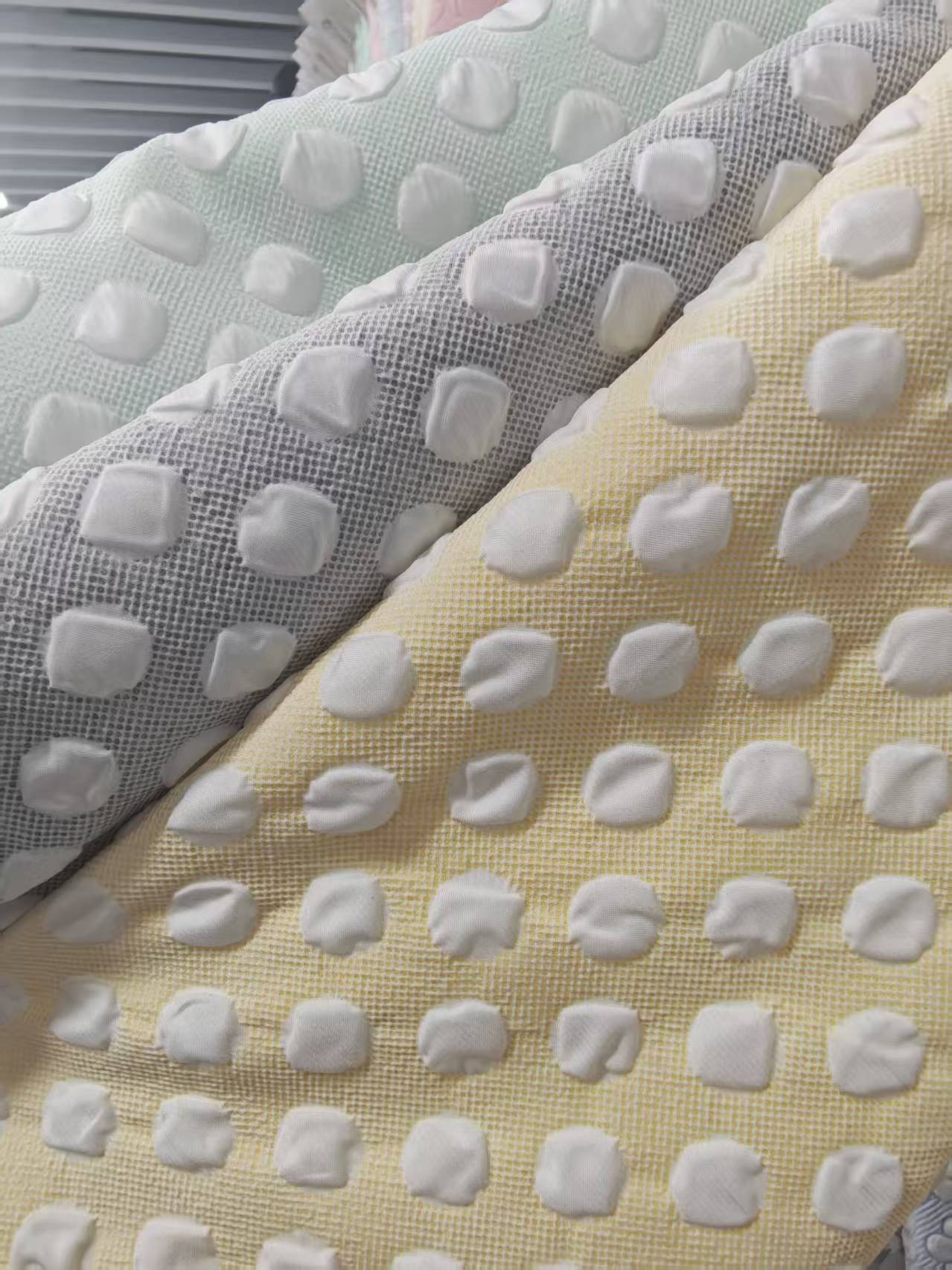 Polka dot patterned bubble fabric composite fabric for clothing, accessories, pet supplies, bags and accessories Application Scenario