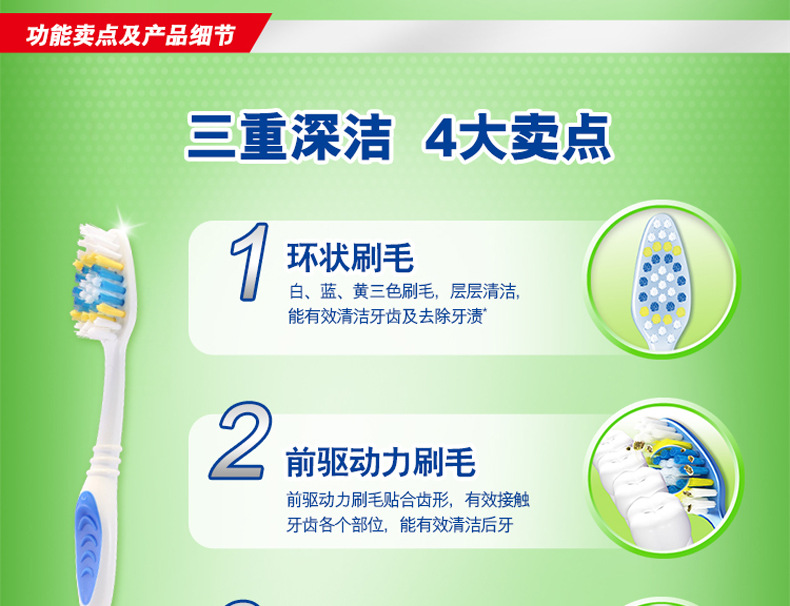 Colgate /Colgate toothbrush Triple Deep Cleaning Medium Bristle/Fine bristle Gum Protection soft bristle toothbrush pic 5