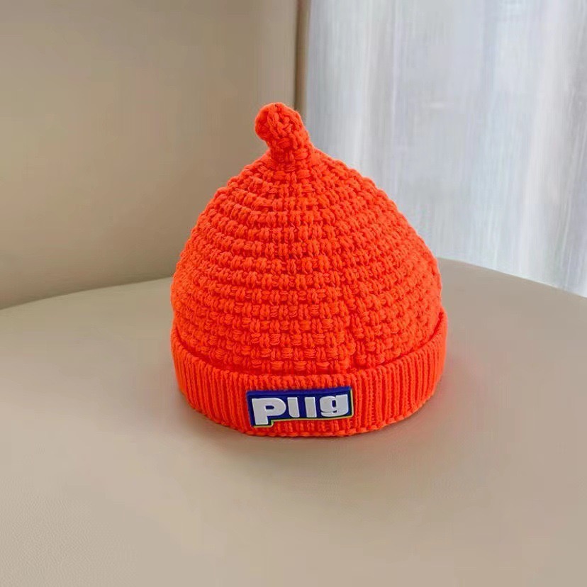 Pacifier cap, children's knitted woolen cap, warm and thick for boys and girls in autumn and winter, baby pullover, melon rind cap, trendy black Application Scenario