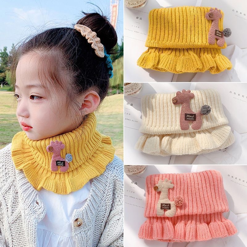 Wholesale black woolen autumn and winter deer scarves for cute boys and girls, cartoon neck-protecting children's knitted scarves and scarves details Picture