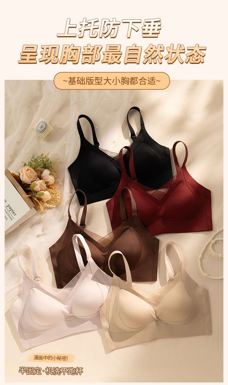 Comfortable and breathable women's underwear, soft without rims, thin and sexy lace basic underwear set, available in multiple colors detail image 5
