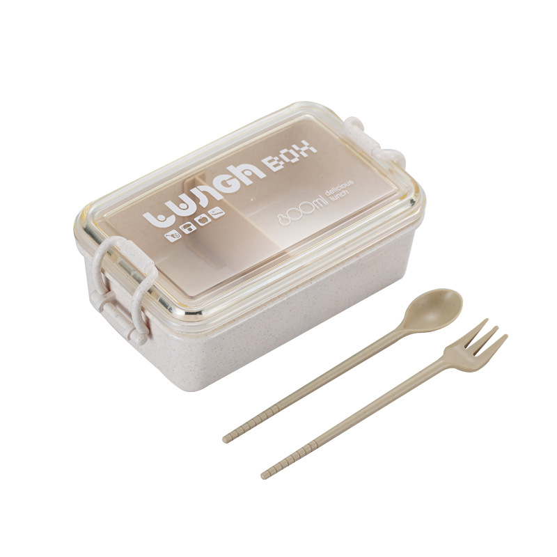 H226-336 wheat straw single-layer microwave heating lunch box for students and office workers, single-layer compartments with partitions, Japanese-style detail image 9