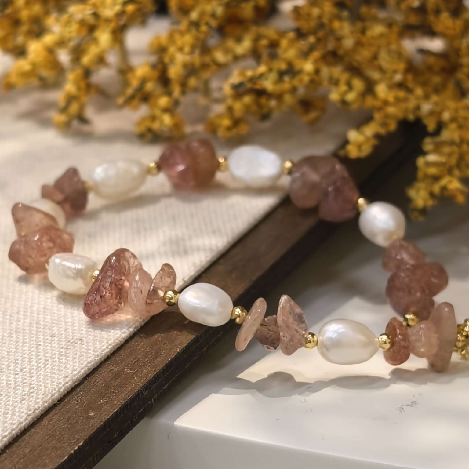 东大门新款彩色石贝壳水晶珍珠手链时尚百搭少女手饰组合详情图3