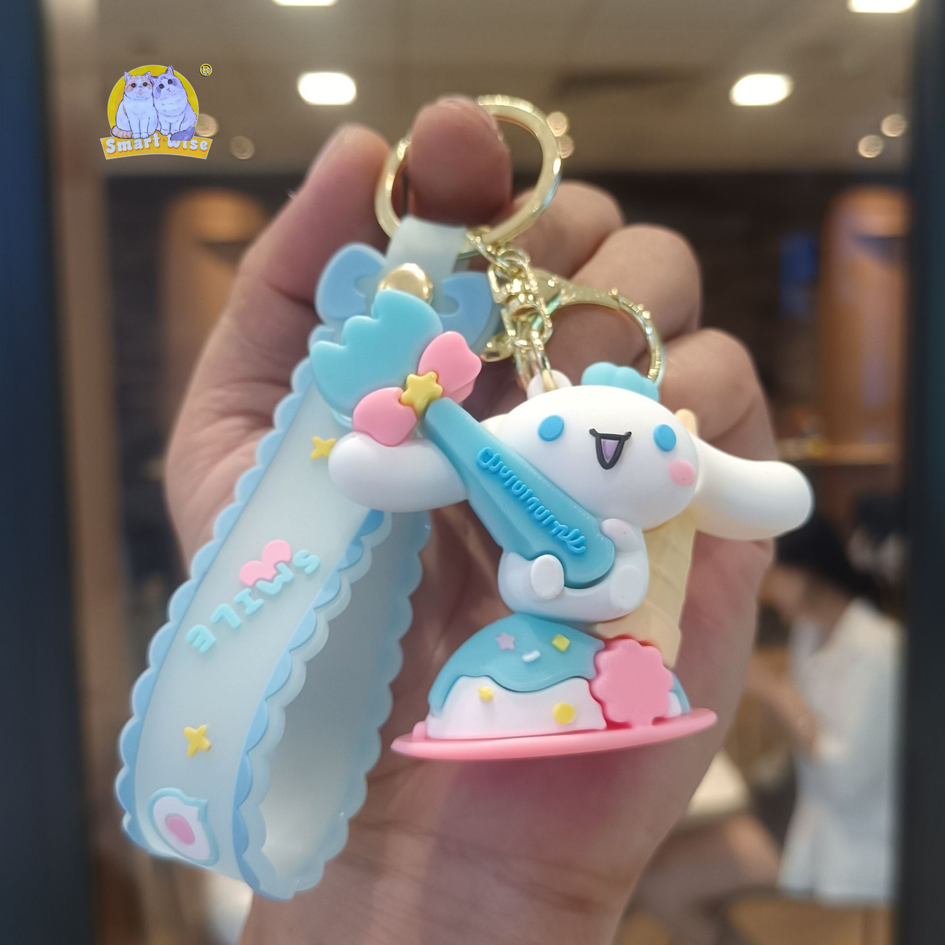 Cute cartoon Sanliou keychain, creative Kuromi Melody figurine bag, key chain pendant, small gift Specification image