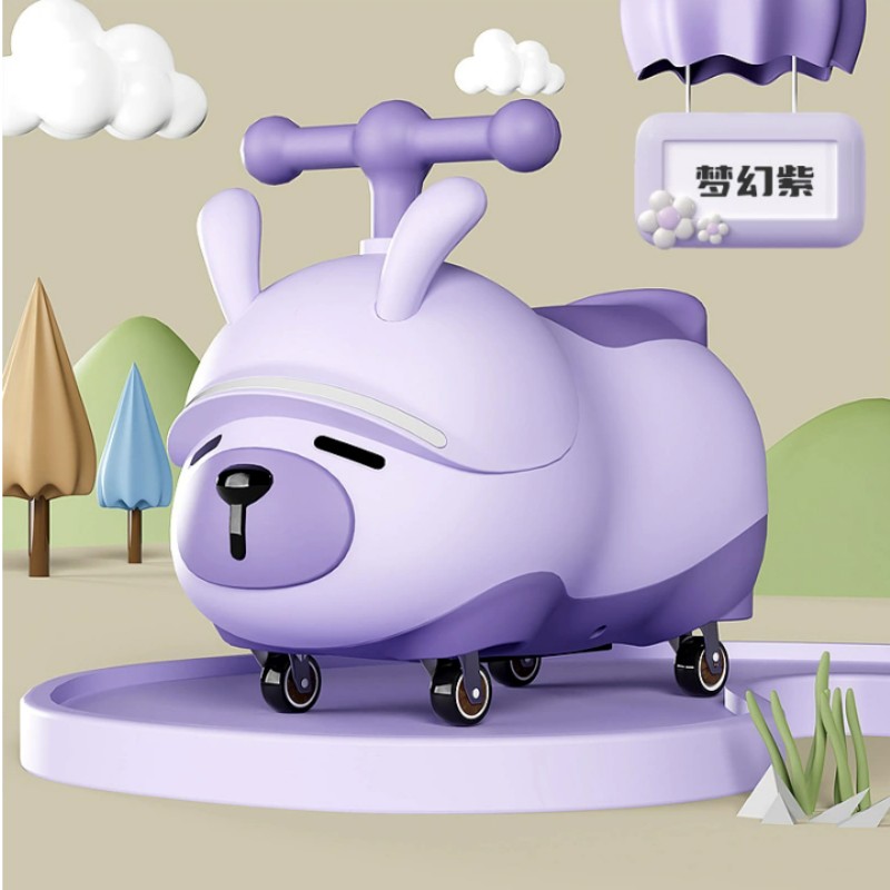 梦幻紫萌宠扭扭车，可爱造型萌翻全场，宝宝骑行新宠！