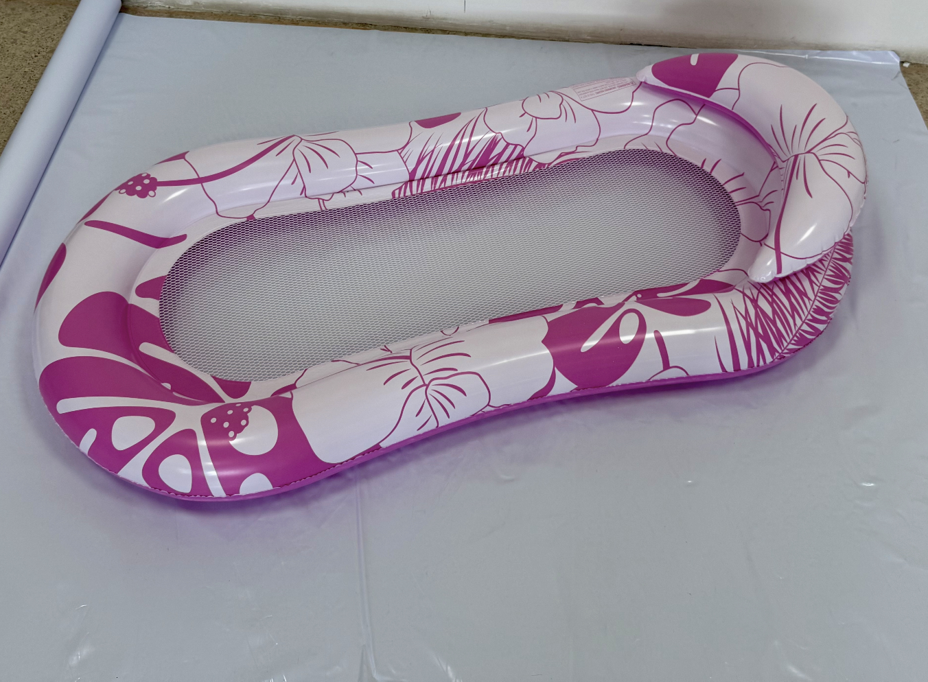 充气浮排带枕夹网靠背躺椅水上浮床成人浮排椭圆翠花印花