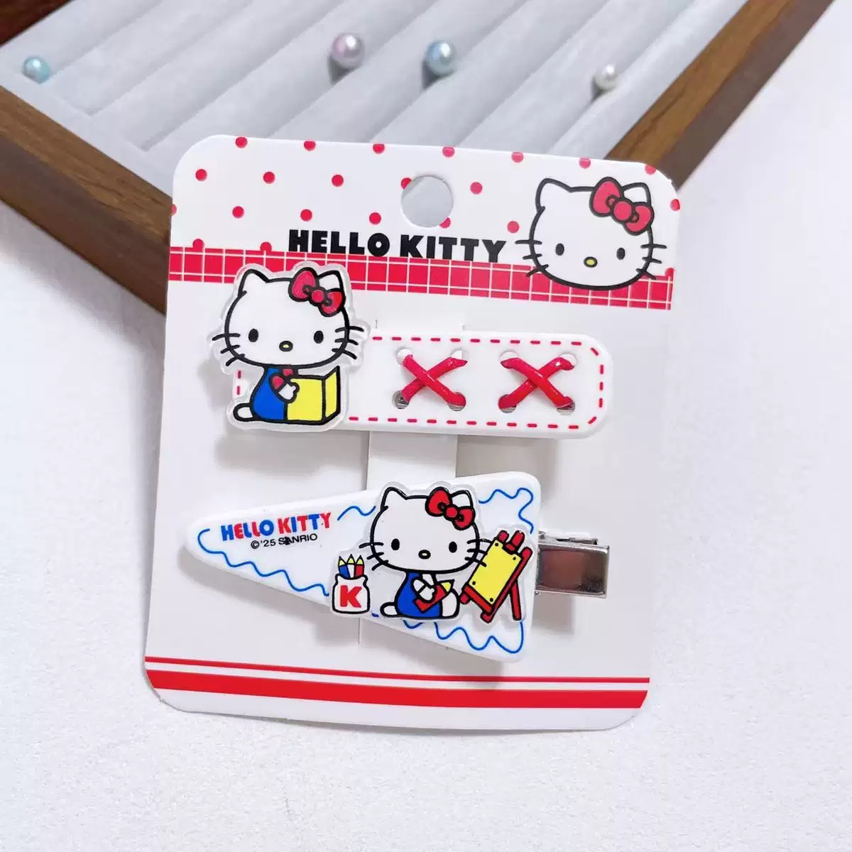 女童KT猫发卡公主风萌系发饰套装凯蒂猫蝴蝶结发夹宝宝可爱头饰产品图