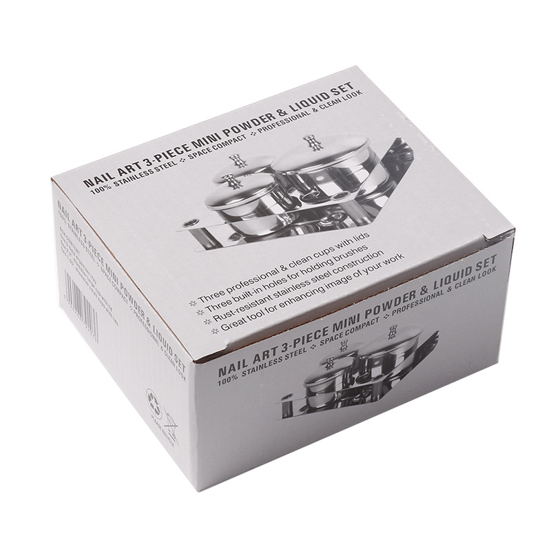 New nail art stainless steel cup 3-piece set, stainless steel cup, stainless steel liquid cup, crystal liquid cup, disinfection cup detail image 2