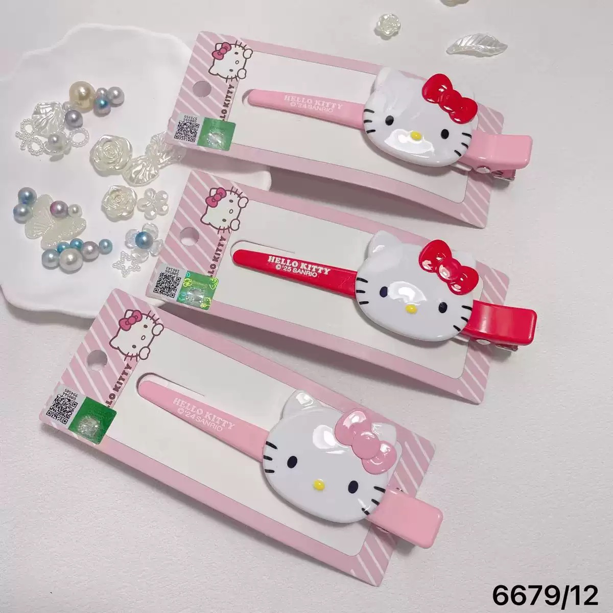 可爱KT猫发卡儿童甜美发饰女宝蝴蝶结头饰凯蒂猫碎发夹少女心配件