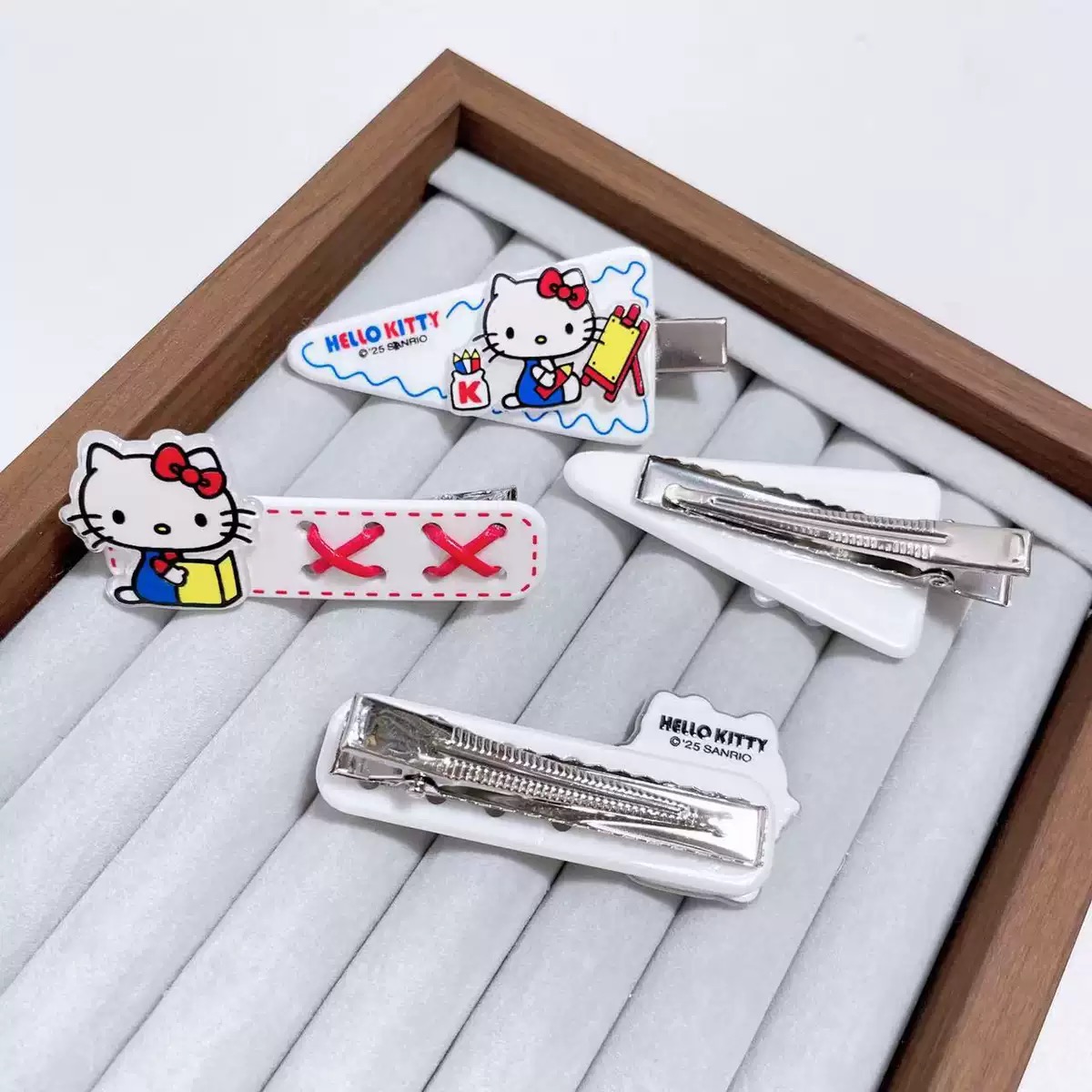 女童KT猫发卡公主风萌系发饰套装凯蒂猫蝴蝶结发夹宝宝可爱头饰白底实物图