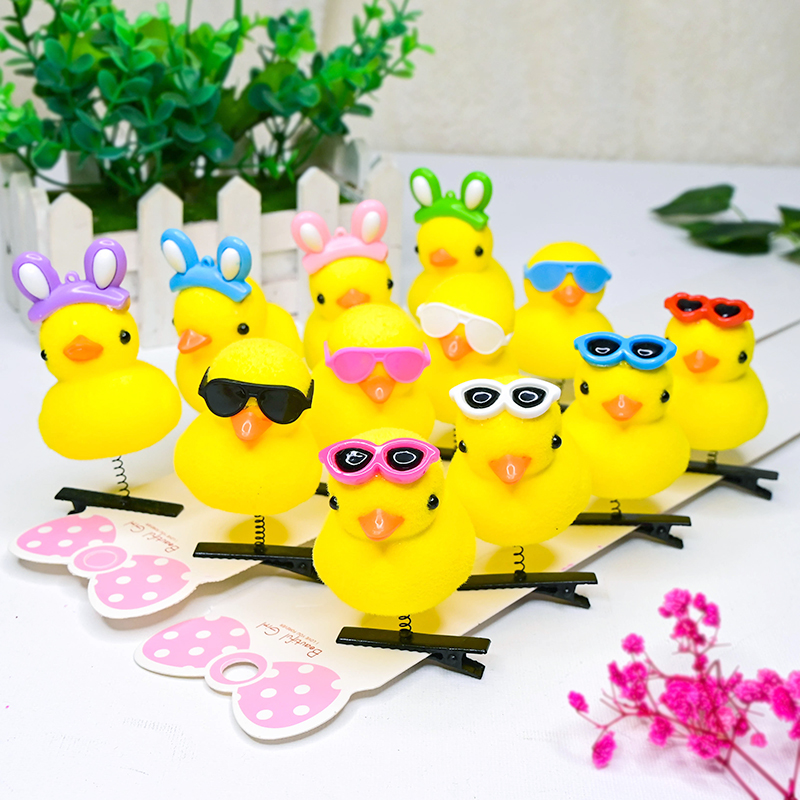 小黄鸭发夹卖萌鸭子立体弹簧Q弹夹跨境外贸热销爆款地摊礼品发卡饰品