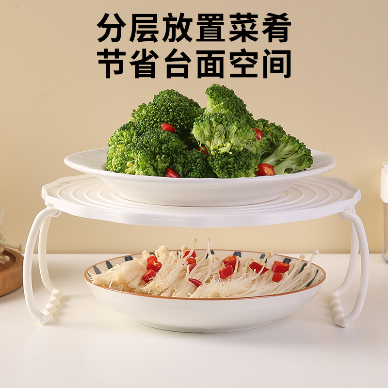 微波炉收纳架饭菜加热厨房分层蒸架 圆形分层置物架厂家直销详情图14