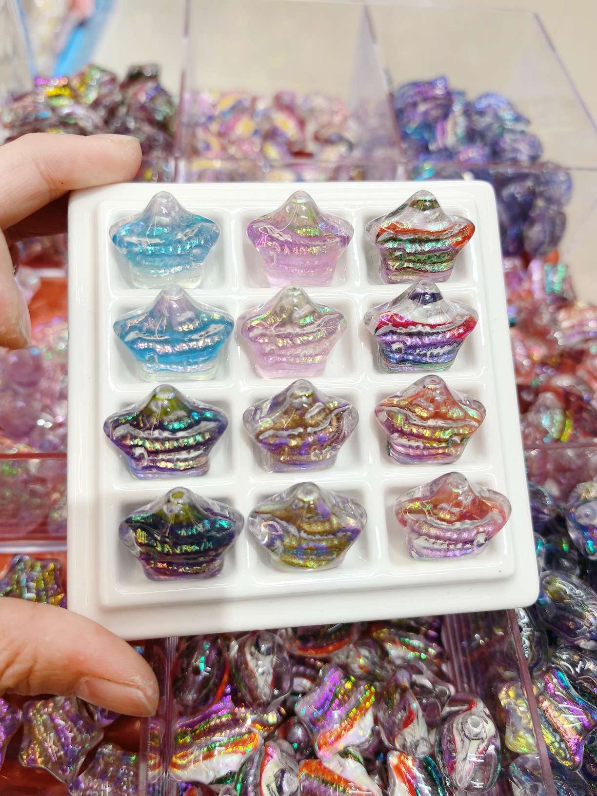 Resin oil painting five-pointed star perforated mobile phone chain, short fashionable mobile phone lanyard bead mobile phone chain, long mobile phone crossbody chain bracelet for women