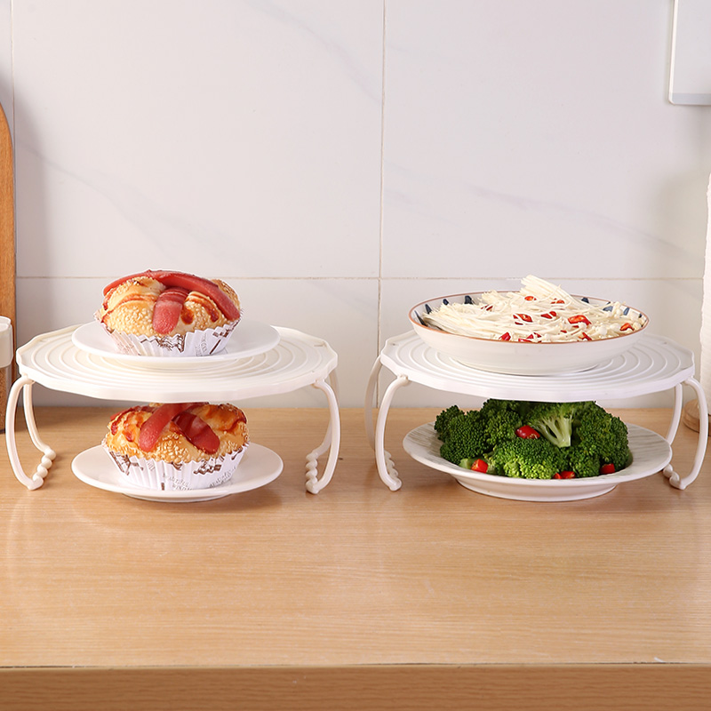 微波炉收纳架饭菜加热厨房分层蒸架 圆形分层置物架厂家直销详情图12