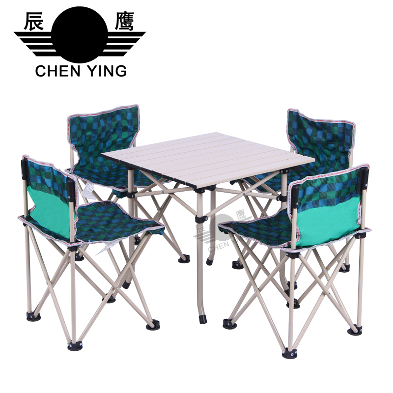 户外便携折叠桌五件套野营烧烤餐桌椅 可拆卸居家休闲桌椅厂家