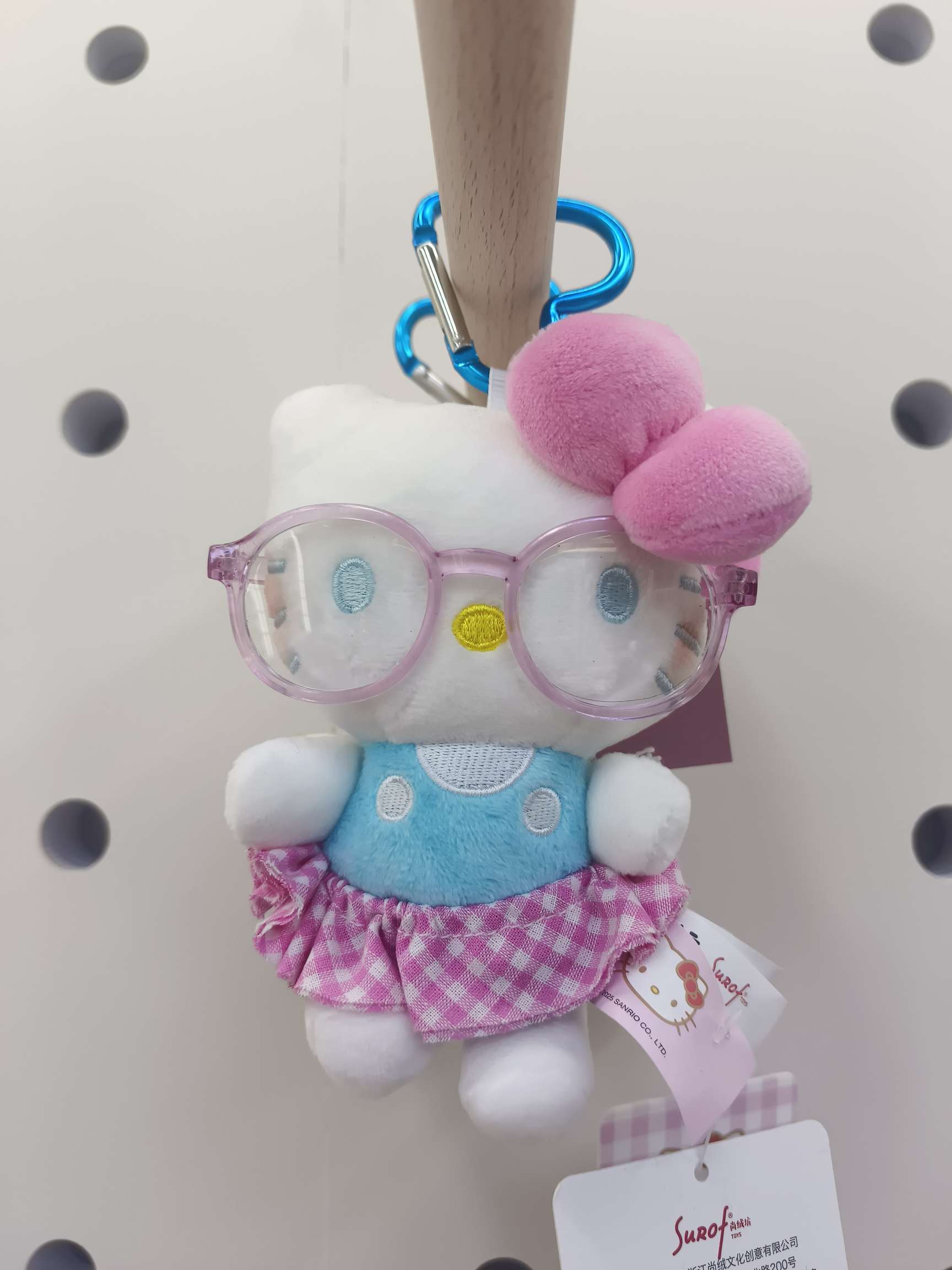 粉格裙淡蓝kt猫+粉眼镜