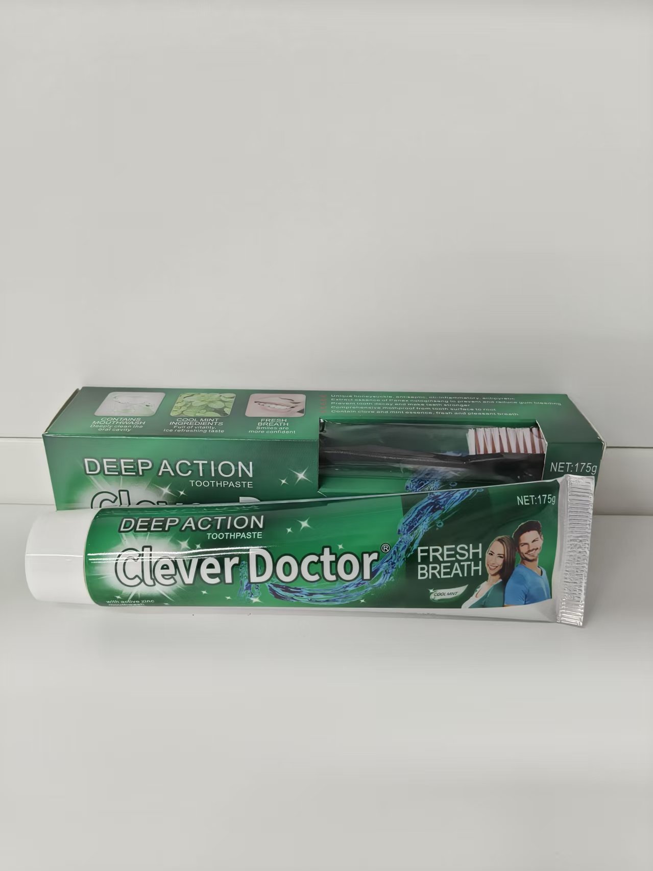 maxi limpio175g牙膏冰爽薄荷牙膏成人牙膏带牙刷出口日用品