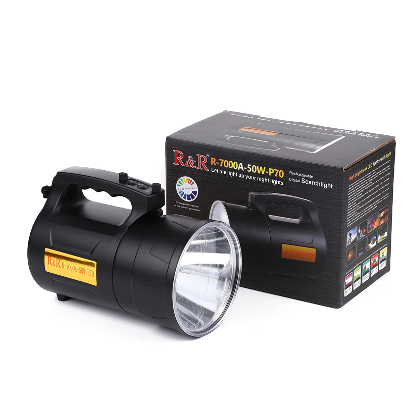 Ultra-bright ordinary waterproof and explosion-proof searchlight, high-power long-range charging patrol night large portable light, emergency household fire portable light, P70 bulb portable light, searchlight, high-power portable light