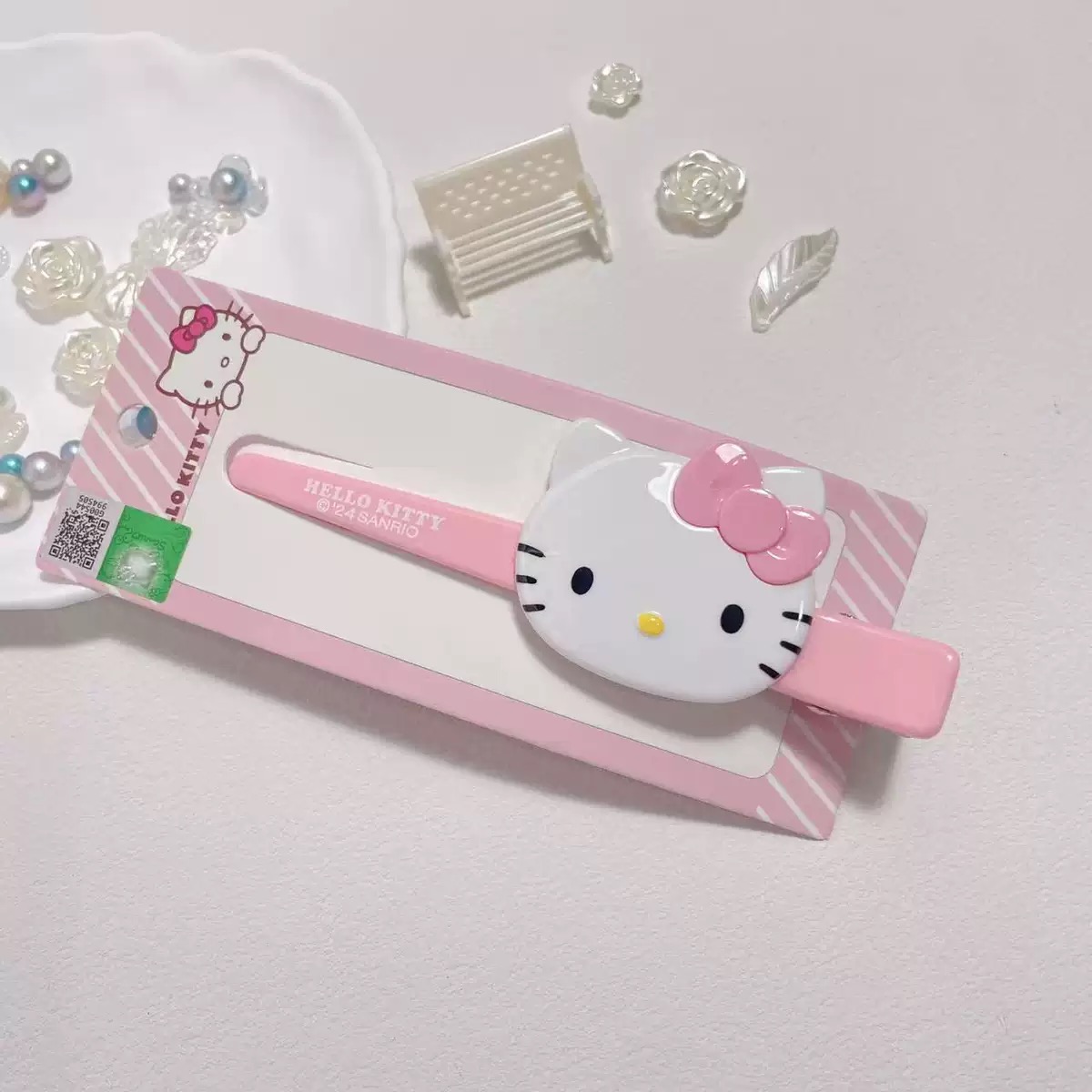 可爱KT猫发卡儿童甜美发饰女宝蝴蝶结头饰凯蒂猫碎发夹少女心配件白底实物图