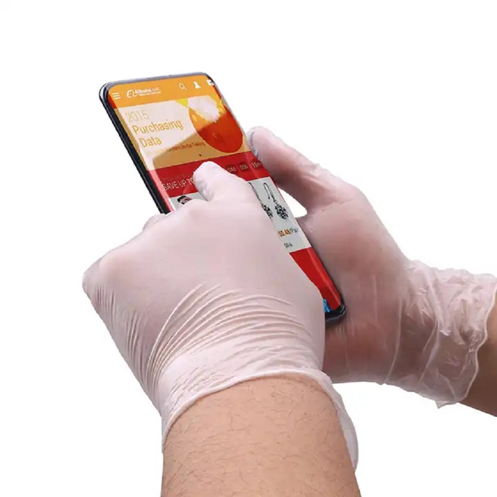 Food-grade disposable vinyl gloves, durable inspection gloves for catering, baking, kitchen, dishwashing, household chores