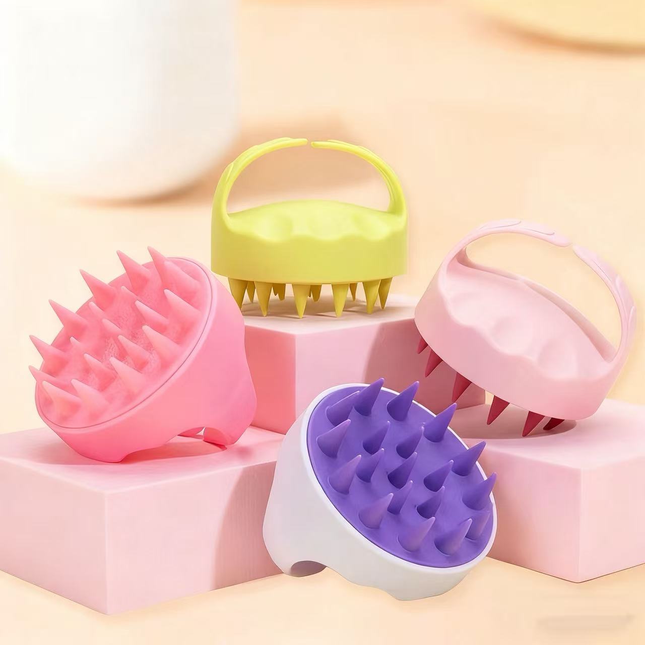 软胶新款头皮按摩洗头刷彩色双色洗头跨境热销爆款洗头刷