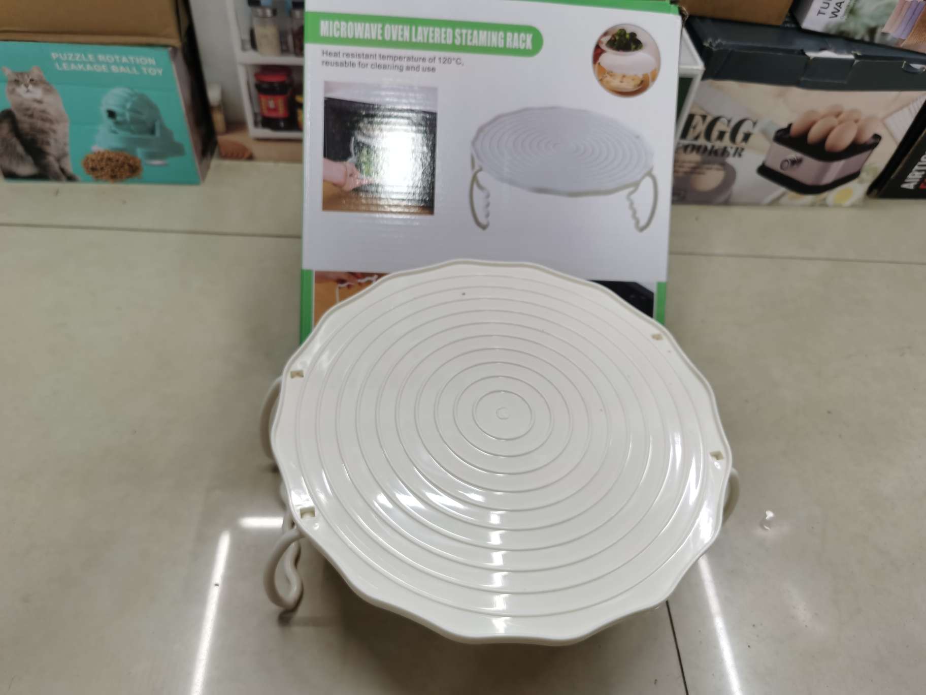 微波炉收纳架饭菜加热厨房分层蒸架 圆形分层置物架厂家直销详情图10