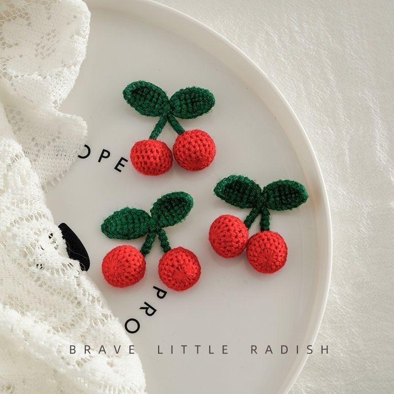 纯手工钩织樱桃DIY服饰配件装装饰材料包包鞋辅料樱桃