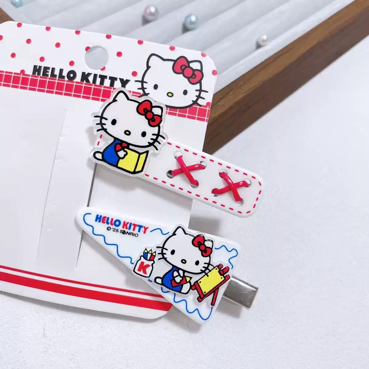 女童KT猫发卡公主风萌系发饰套装凯蒂猫蝴蝶结发夹宝宝可爱头饰细节图