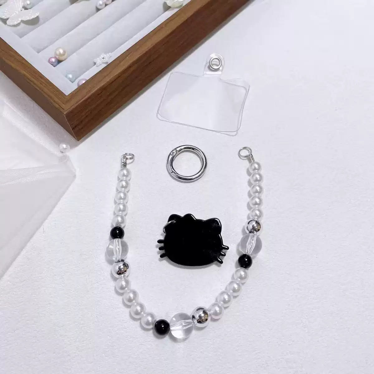 KT猫卡通发卡女宝甜美发夹套装少女心蝴蝶结头饰儿童可爱猫咪发饰白底实物图