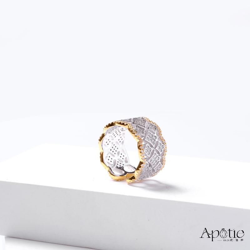 APOTIE pure silver Buccellite patterned Openwork women's ring Specification image
