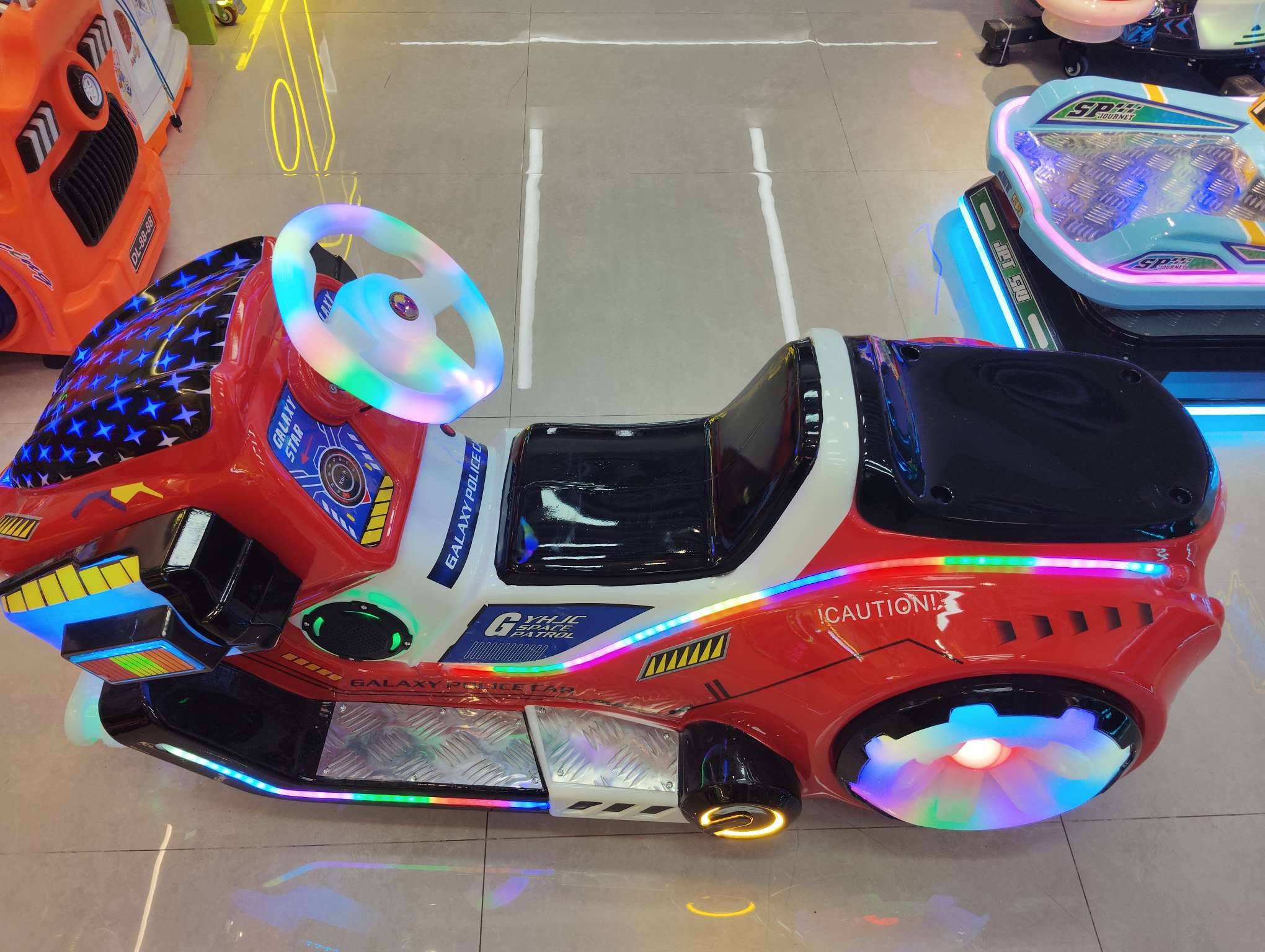 Factory direct sales of swing machines, rocking horses, square car games, and Galaxy police cars detail image 4