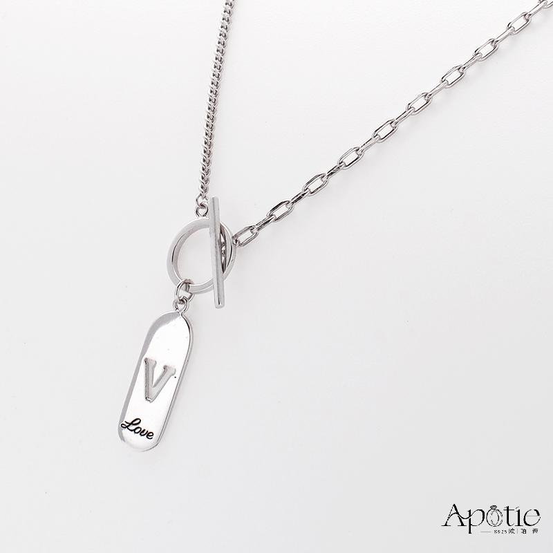 APOTIE V-shaped letter necklace in white gold Item Picture