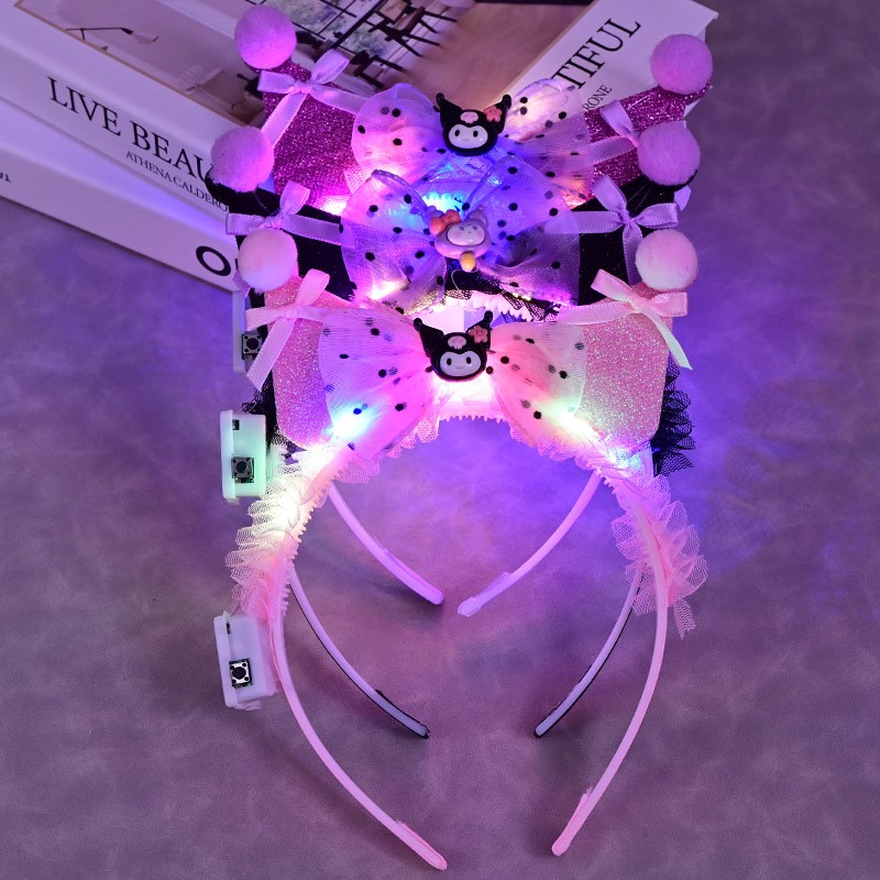 发光库洛米发箍儿童卡通蝴蝶结发饰可爱甜美发箍表演装扮头饰产品图