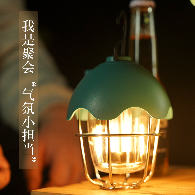 The new cross-border outdoor camping light, peacock green pinecone light, ultra-bright and ultra-long battery life led tent camp light Application Scenario