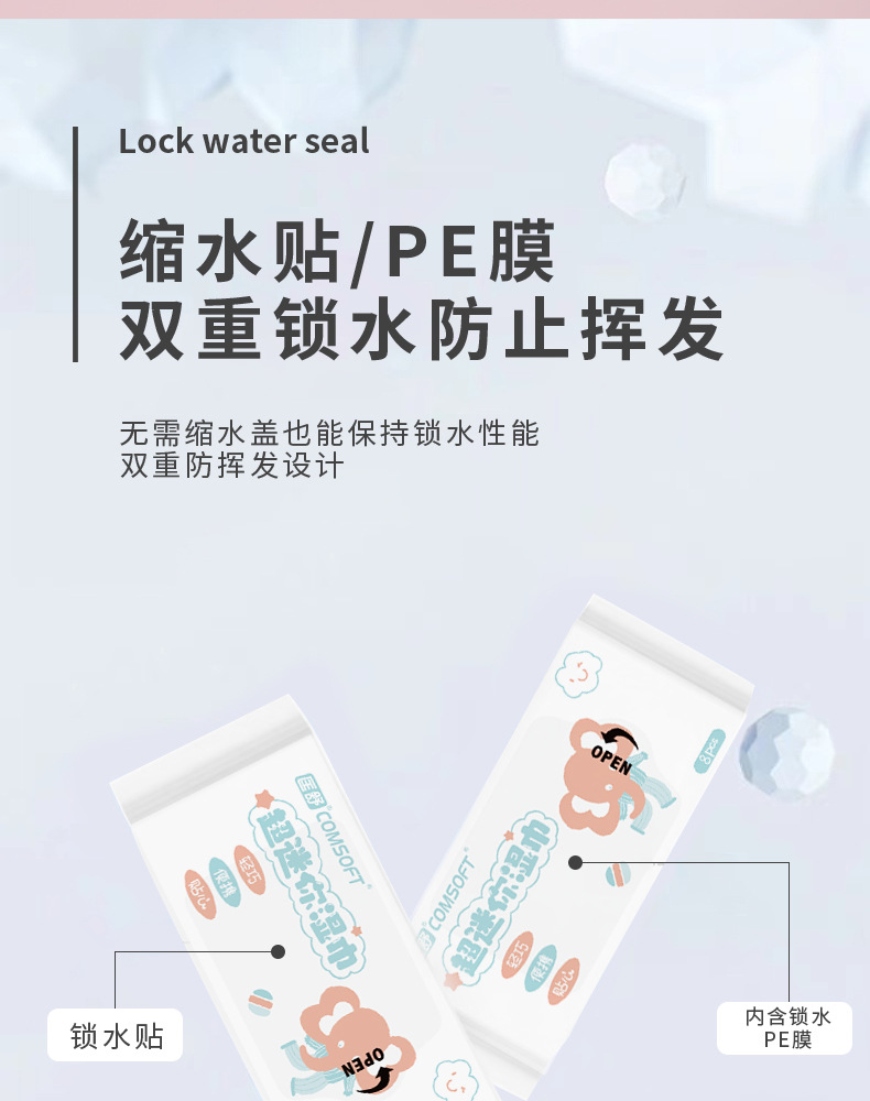 婴儿便携迷你湿巾 母婴级低敏配方 8 包组合装 儿童辅食清洁专用巾详情5