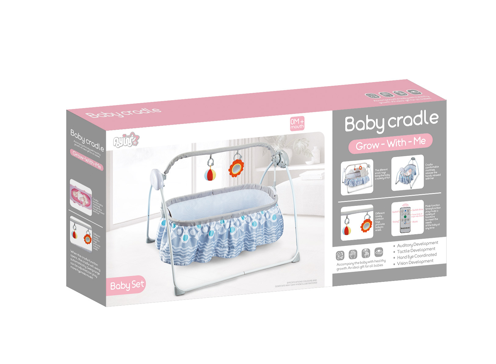 Newborn baby's electric cradle bed, a perfect tool for taking care of and soothing kids, foldable remote control bed Application Scenario