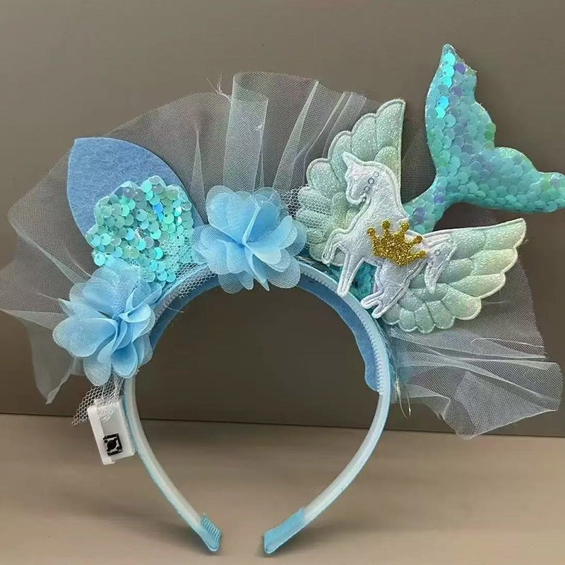 新款闪光美人鱼头扣发光玩具带灯头饰美人鱼节日派对道具批发产品图