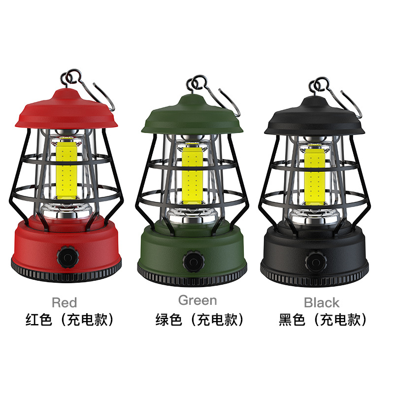 Solar-powered outdoor lamps, camping lamps, rechargeable dry battery dual-purpose outdoor camp atmosphere lamps Item Picture