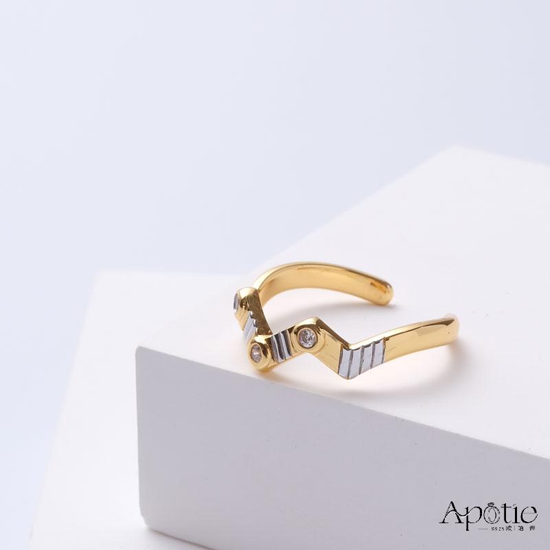 APOTIE pure silver two-color electroplated W ring Application Scenario