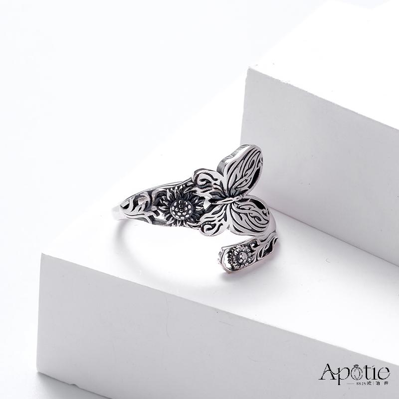APOTIE Pure silver Abbot Stacked Open Ring