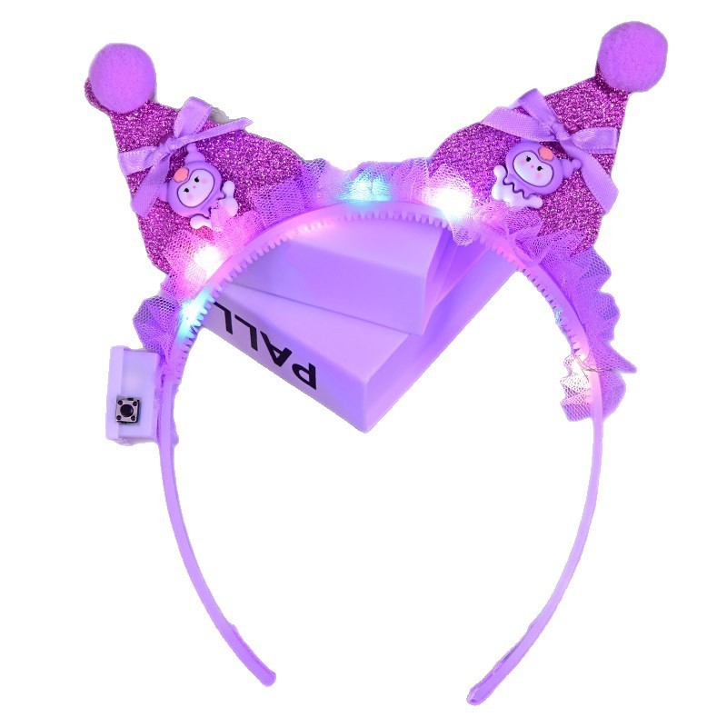 发光库洛米发箍儿童卡通蝴蝶结发饰可爱甜美发箍表演装扮头饰白底实物图