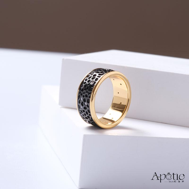 APOTIE pure Silver black ice Crack ring Item Picture