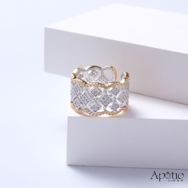 APOTIE pure silver Buccellite patterned Openwork women's ring