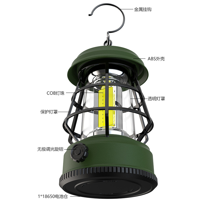 Solar-powered outdoor lamps, camping lamps, rechargeable dry battery dual-purpose outdoor camp atmosphere lamps Application Scenario