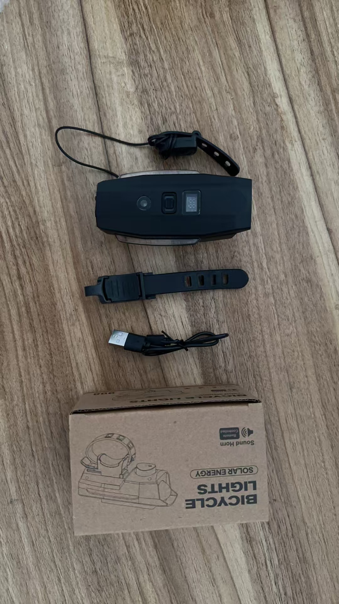 Solar-powered mountain bike lights, strong night riding bells, super loud general road bike headlight horns pic 1