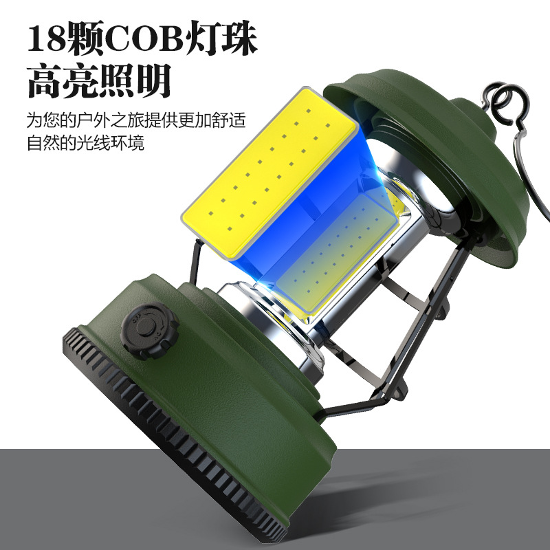 Solar-powered outdoor lamps, camping lamps, rechargeable dry battery dual-purpose outdoor camp atmosphere lamps Specification drawing