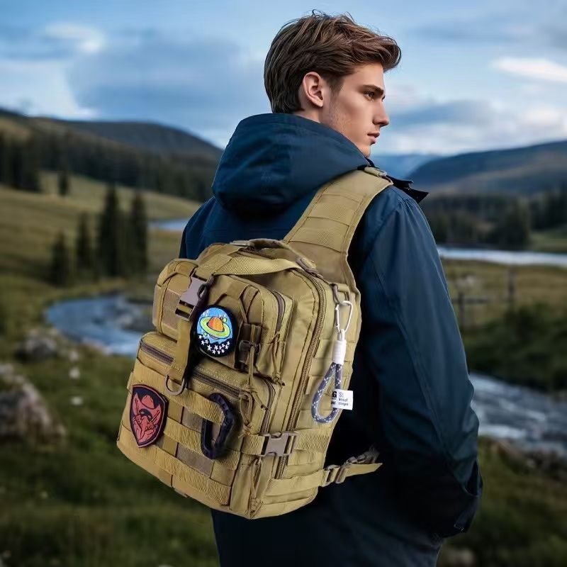 Yitu men's single-shoulder crossbody bag, new outdoor lure tactical backpack, steel ball multi-functional waist bag, men's slingshot bag