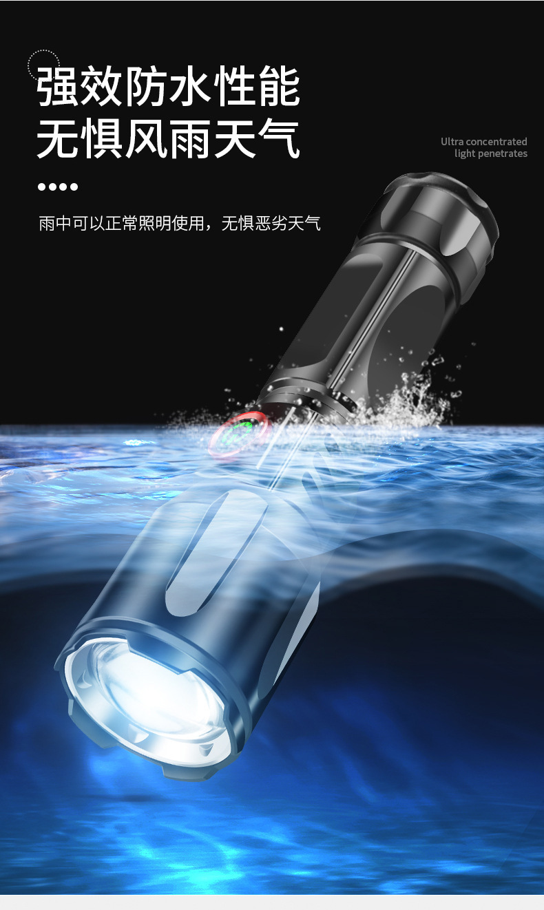 新款白激光强光手电筒可充电远射千米户外照明手电筒多功能手电筒详情5